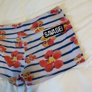 Savage Barbell Shorts- Striped Floral
